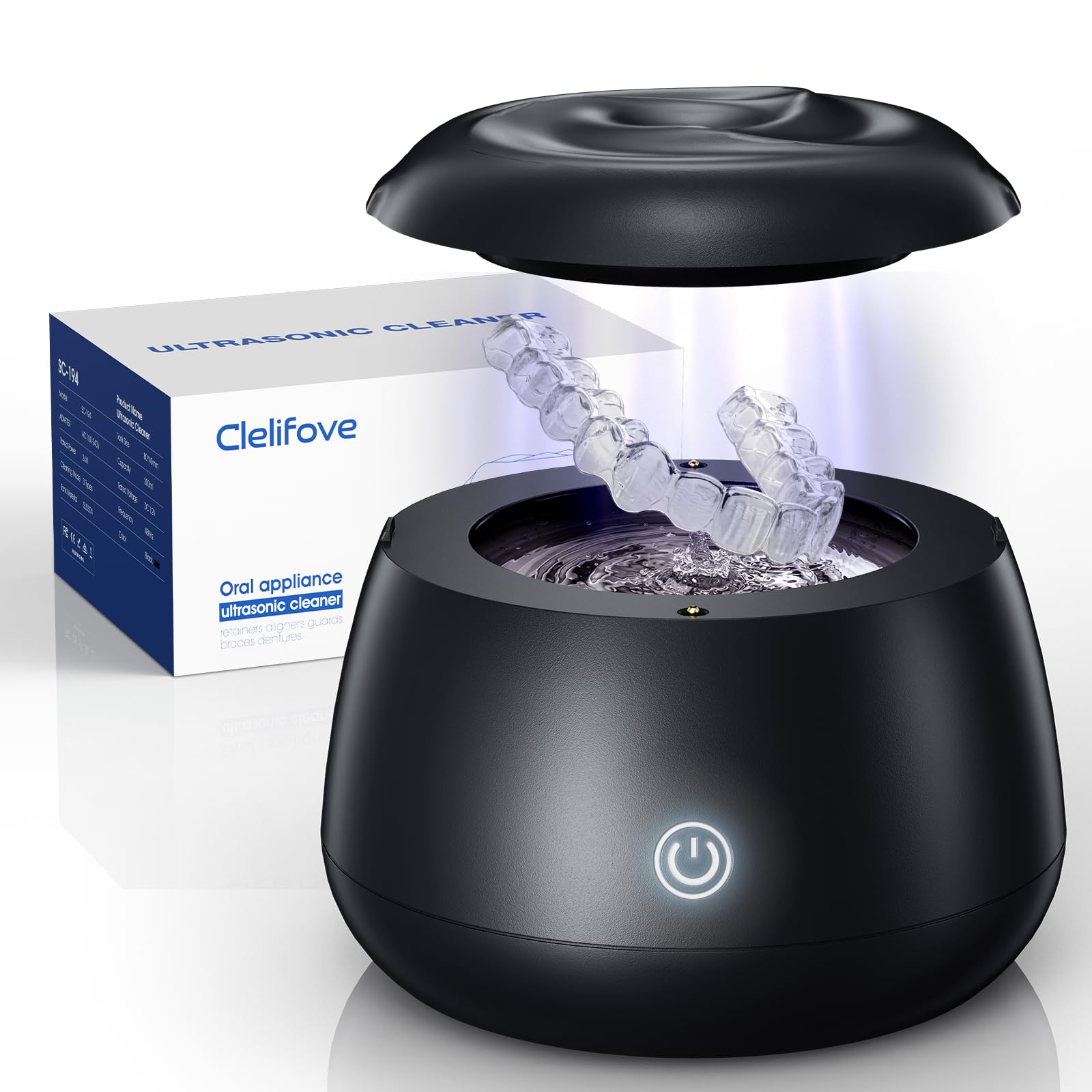 Black Ultrasonic Retainer Cleaner with 200ml pod