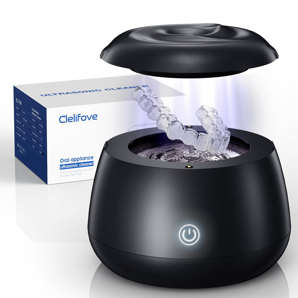 Black Ultrasonic Retainer Cleaner with 200ml pod