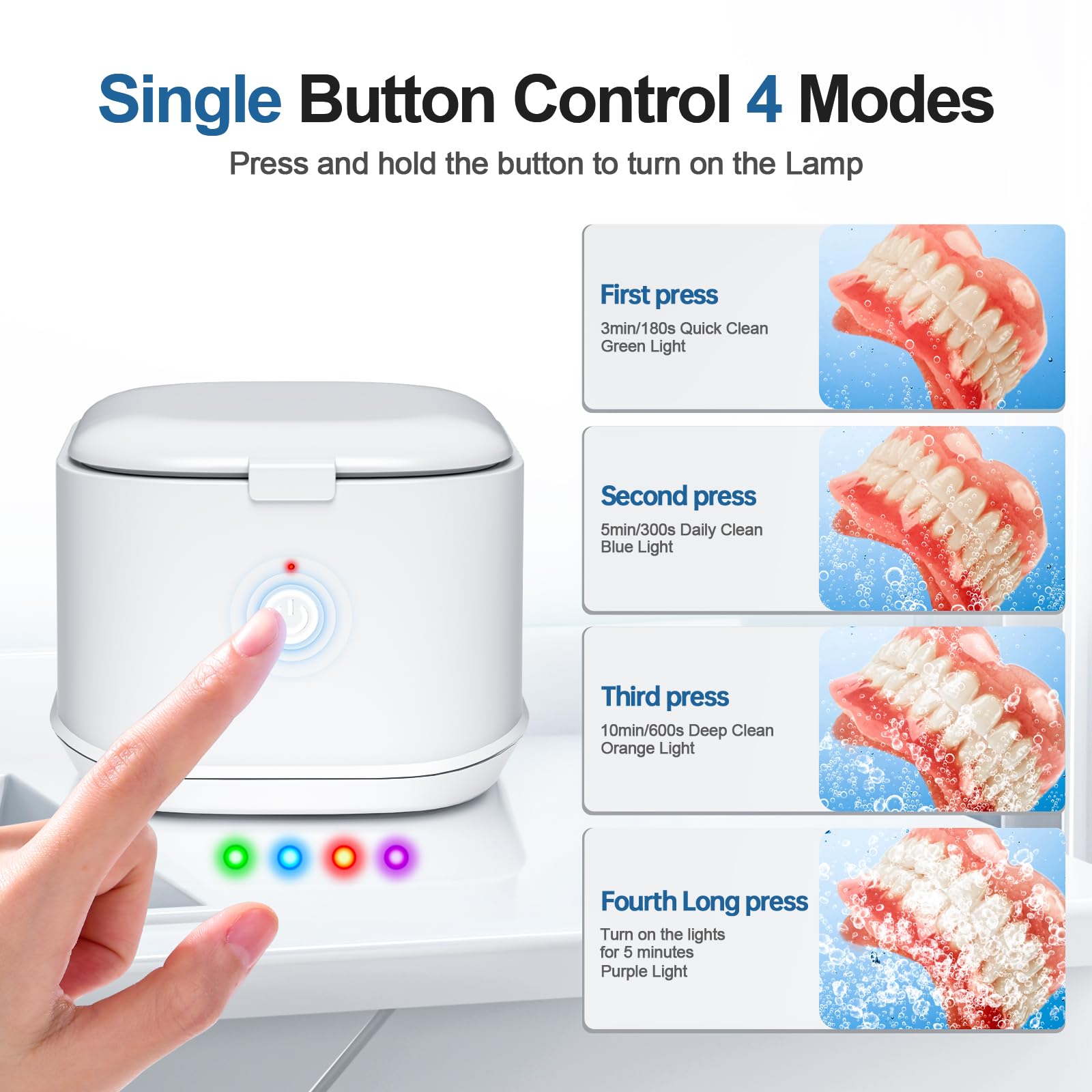 Top view with color-coded cleaning mode indicators