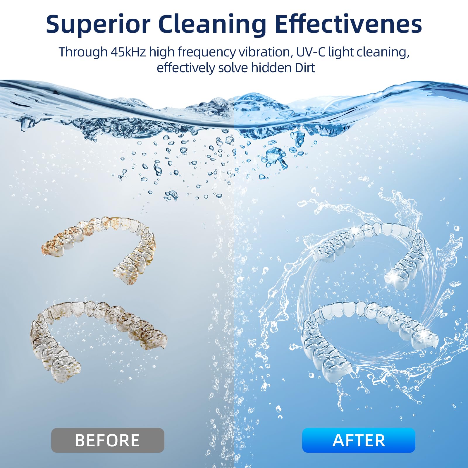 Side view of Ultrasonic Retainer Cleaner Grey 200ml