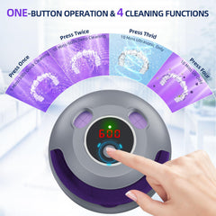 Inside view showing 4 UV lights in Ultrasonic Retainer Cleaner Grey