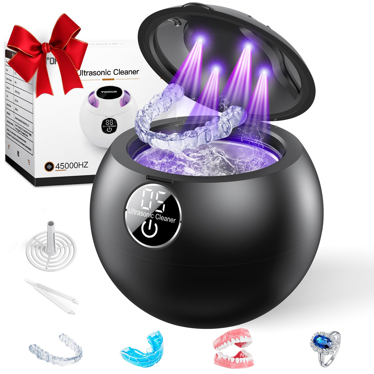 Ultrasonic retainer cleaner machine in black