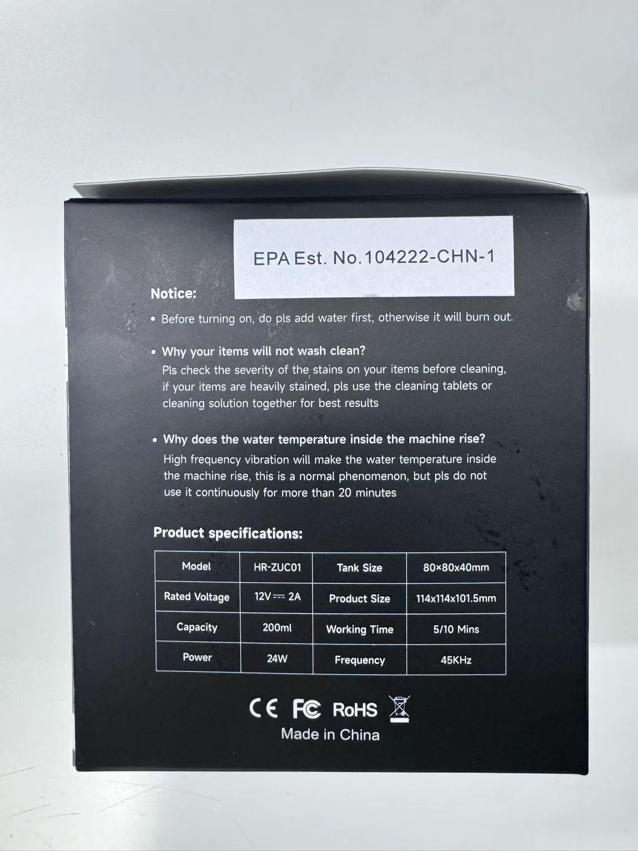 Product packaging and included items