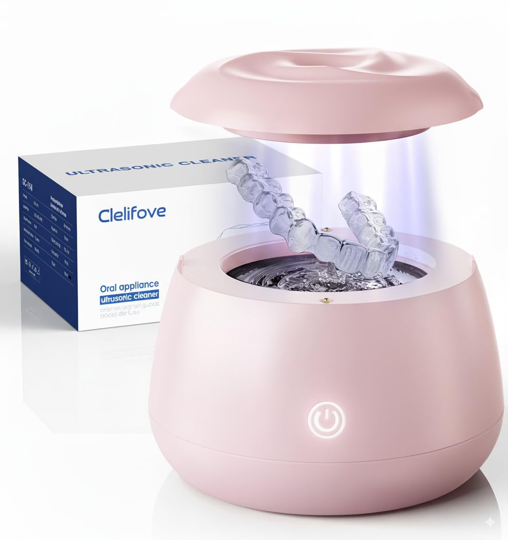 Front view of Ultrasonic Retainer Cleaner Pink 200ml pod