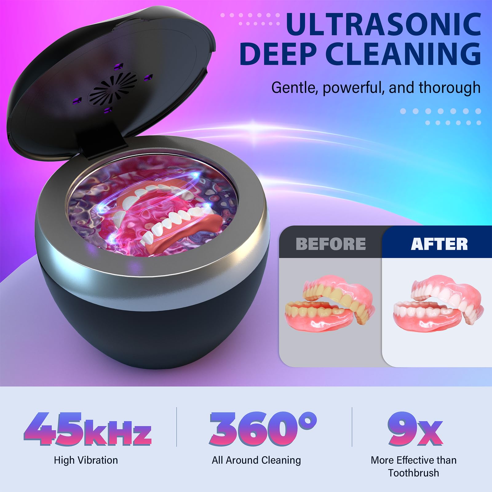 Side view of Ultrasonic Retainer Cleaner showing controls
