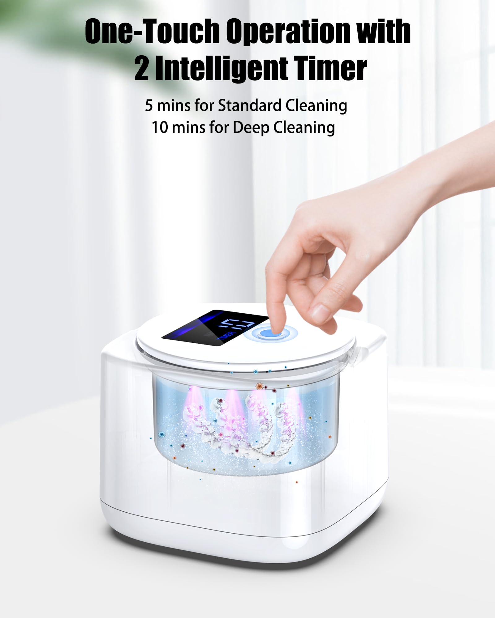 UV sanitization light active on the cleaner