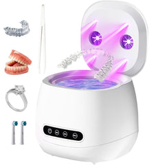 Ultrasonic retainer cleaner with UV sterilizer in white (W190MAX)