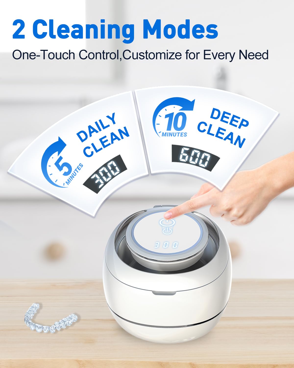 Retainer cleaner with four lights and ultrasonic cleaning technology