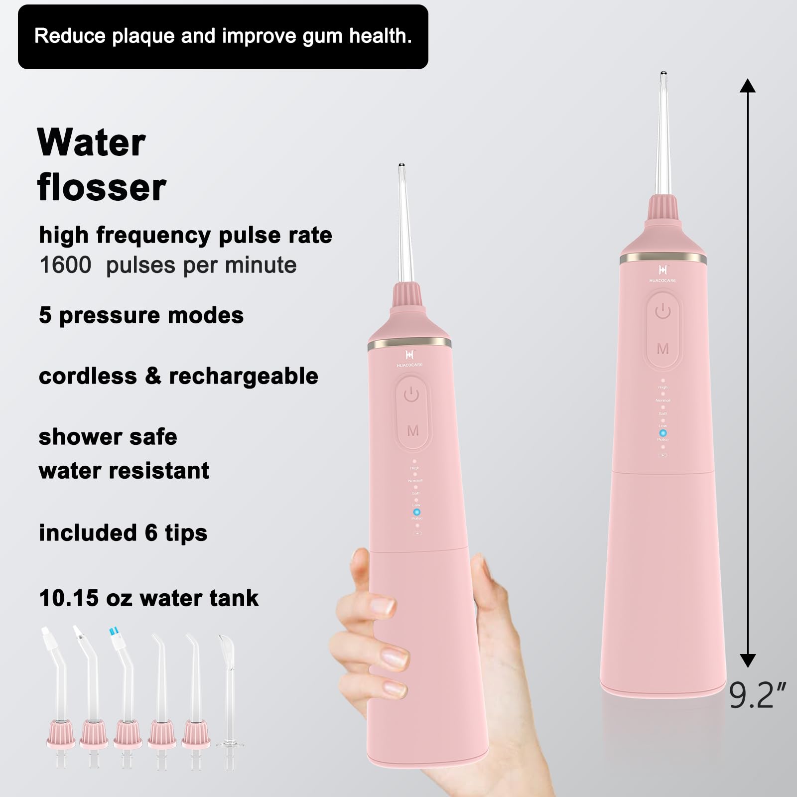 Ultrasonic toothbrush delivering 38,000 micro-vibrations per minute in pink