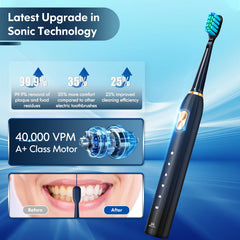 Ultrasonic toothbrush for adults in black – side view