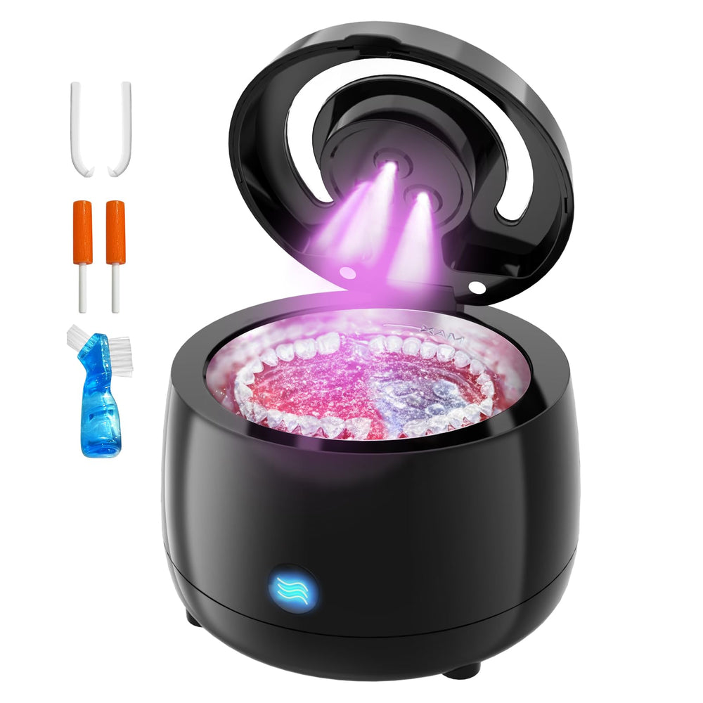 Ultrasonic UV retainer cleaner machine in black on white