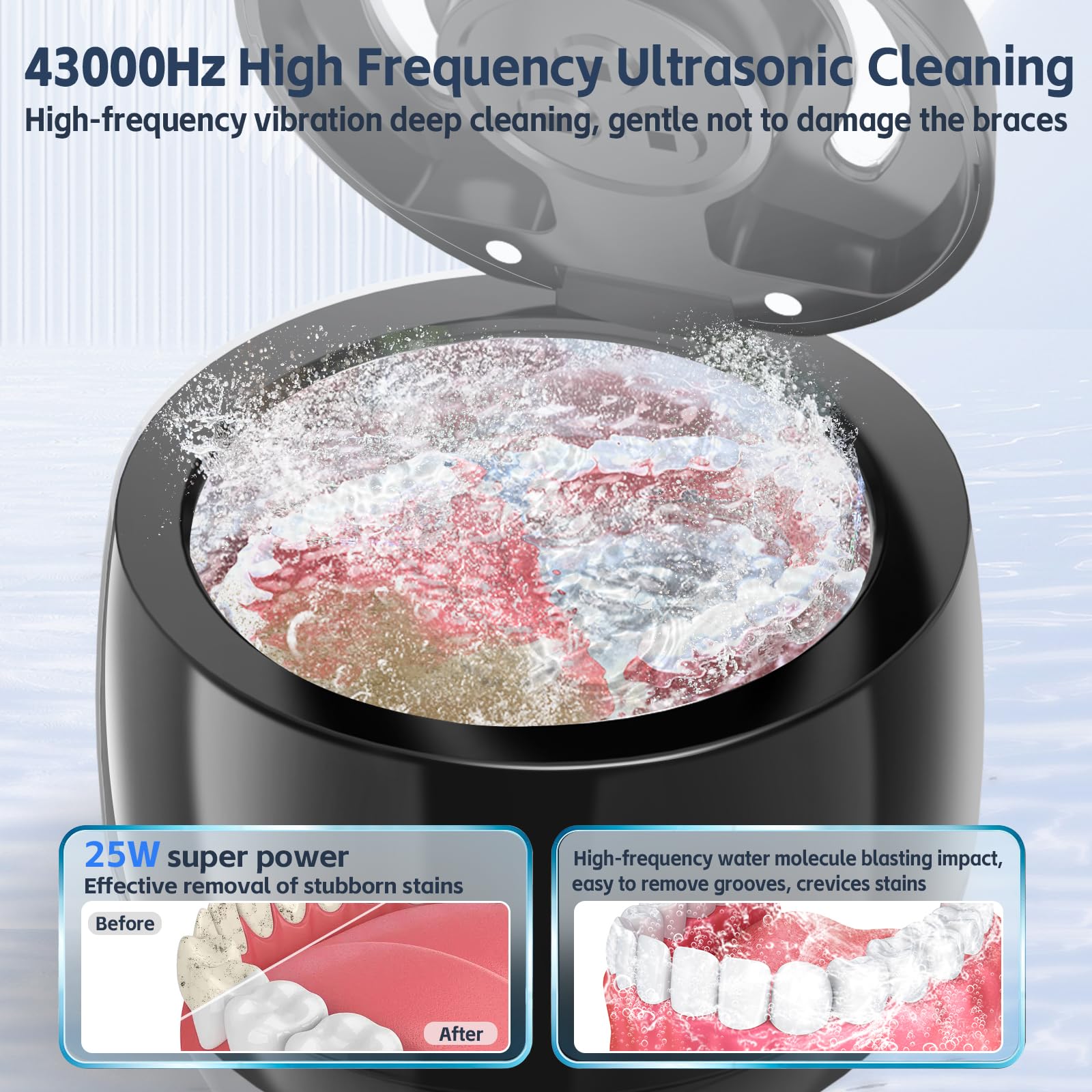 Portable compact ultrasonic cleaner with lid closed