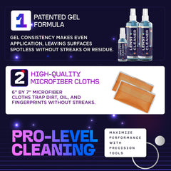 Side-by-side 8oz gel lens cleaner bottles