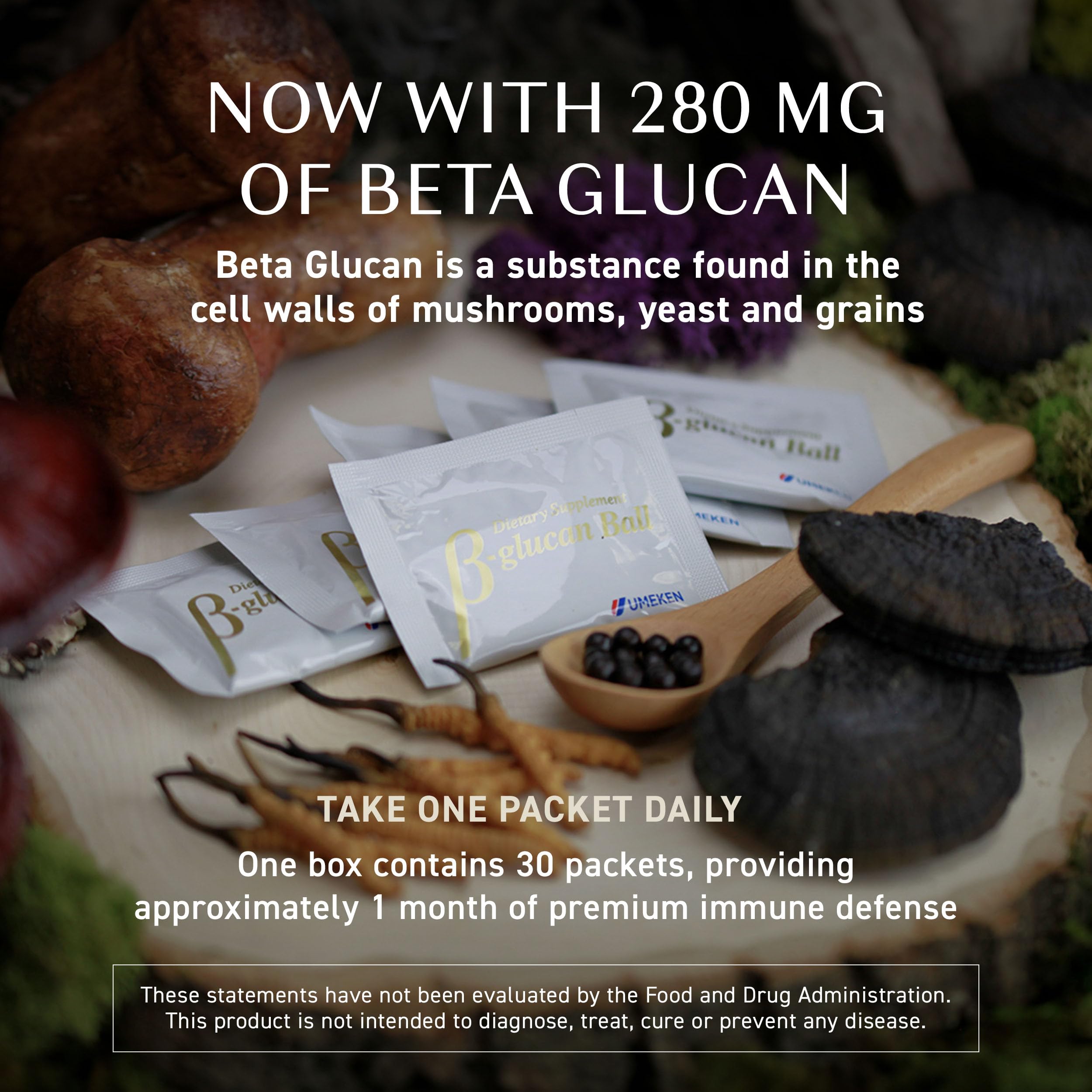 Individual beta-glucan packet with water