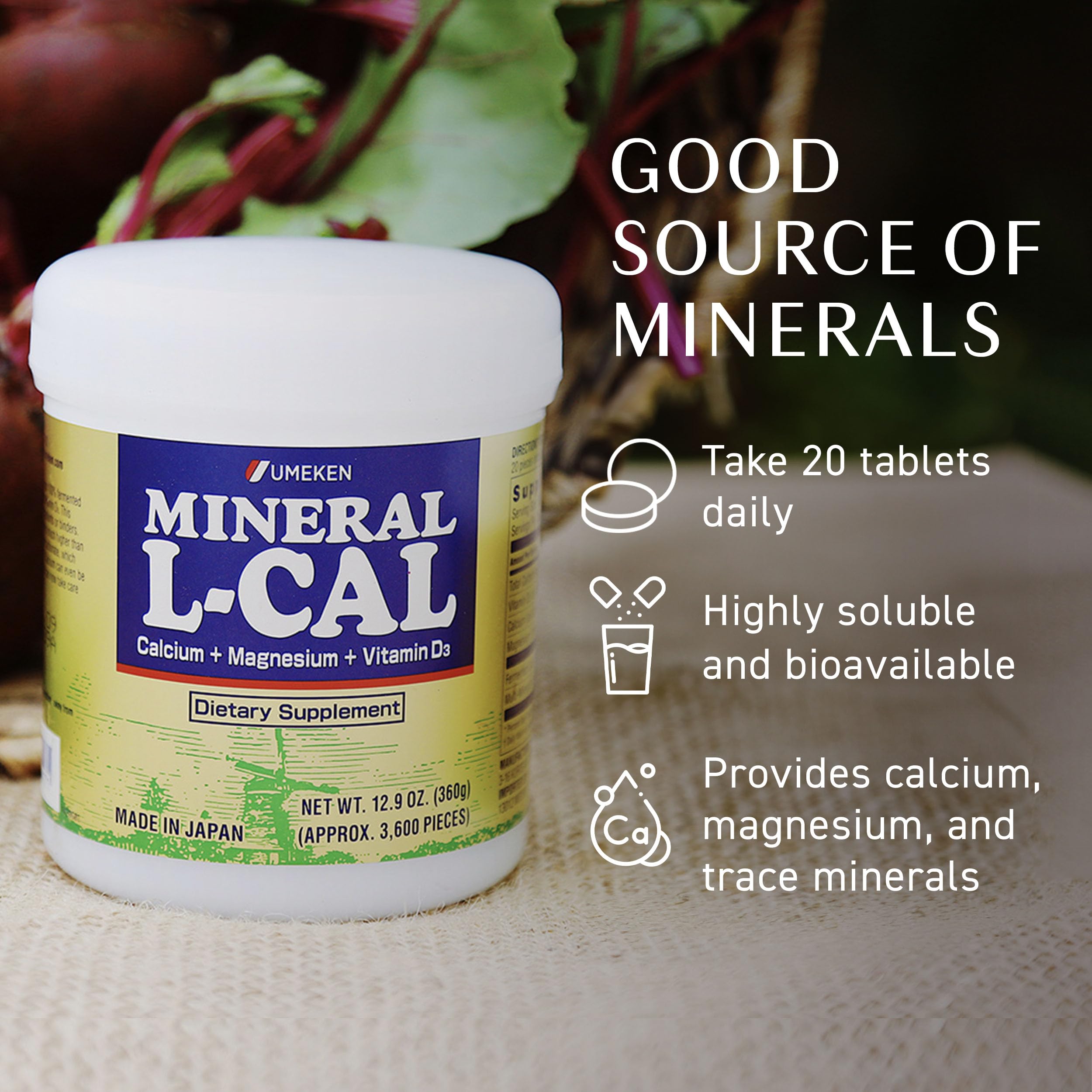 Calcium, magnesium and minerals content with fast-absorption