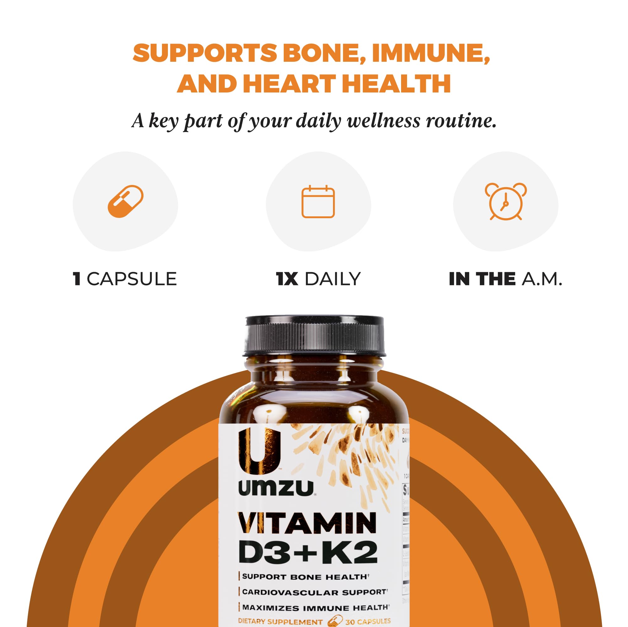 Nutritional facts for UMZU Vitamin D3 + K2
