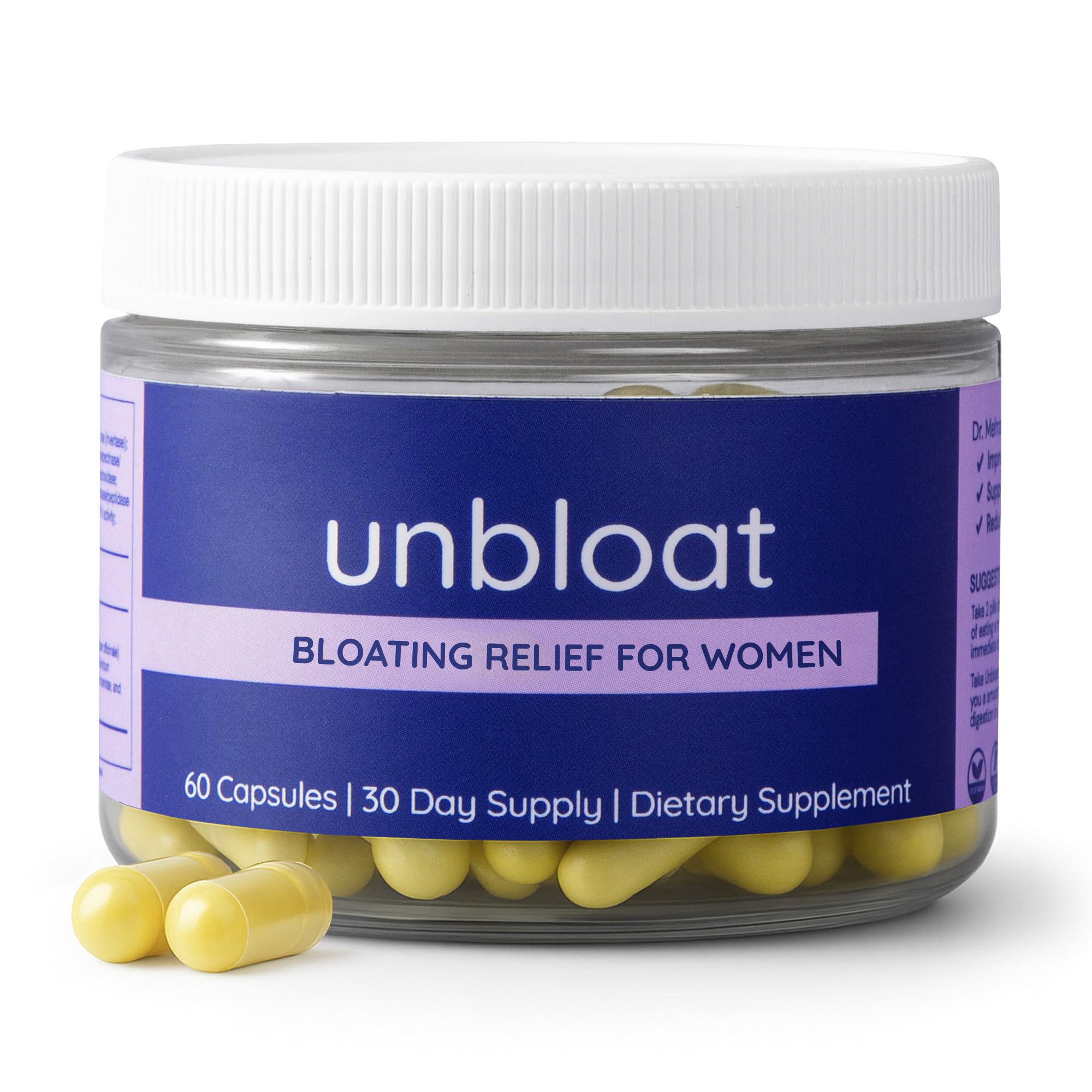 Unbloat anti-bloat pills for women - 60 count packaging
