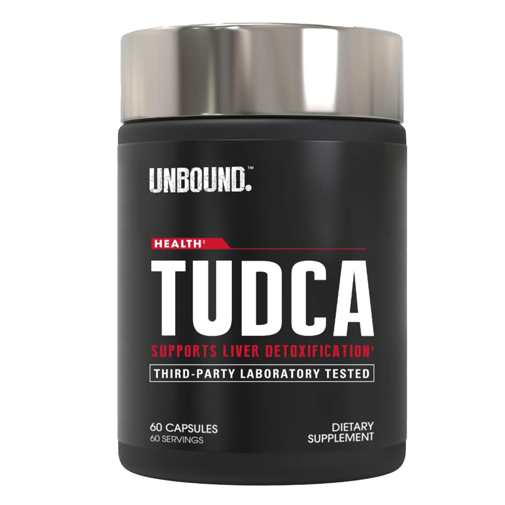 Front view of Unbound Tudca 60 capsules bottle