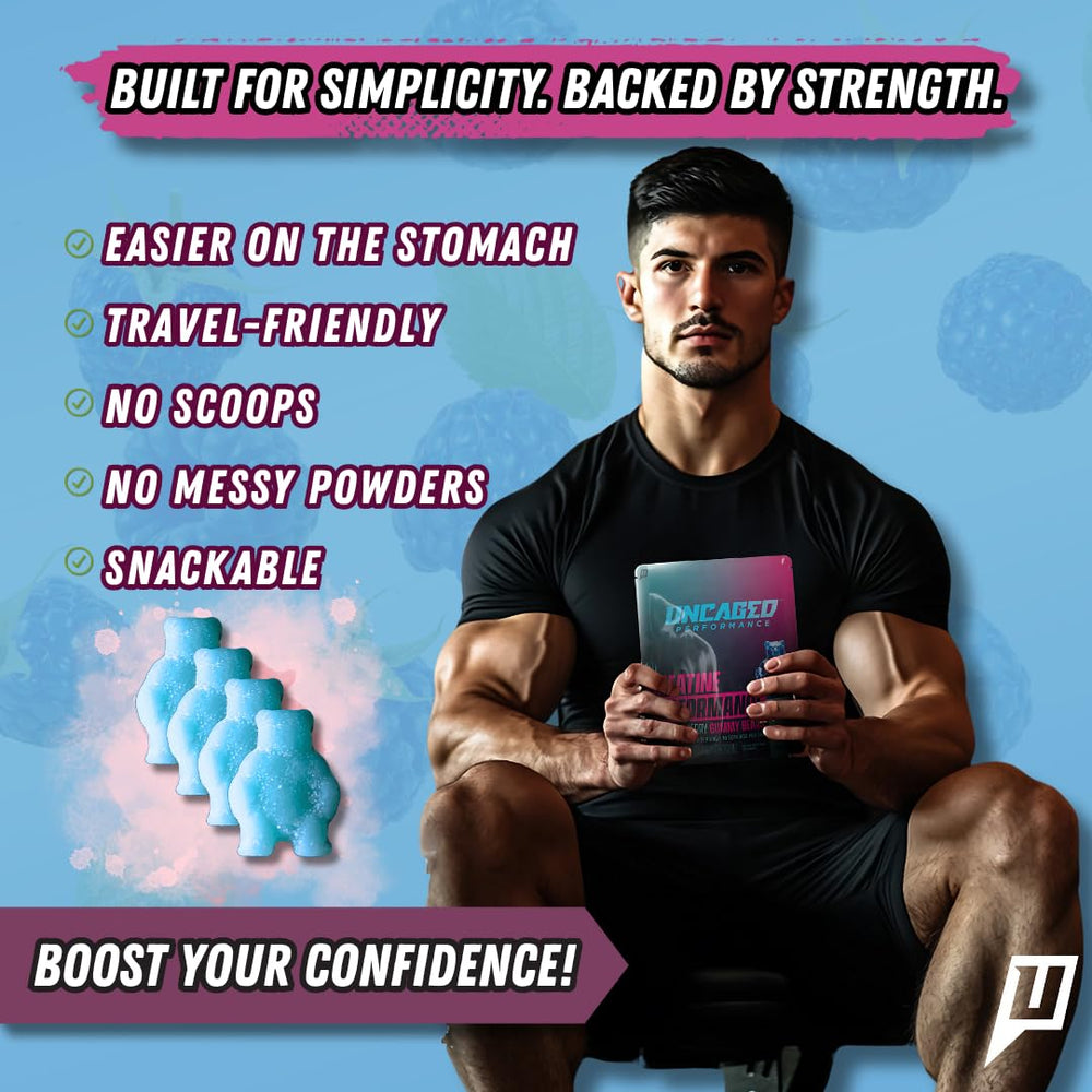 Serving of Uncaged Creatine Monohydrate Gummies presented visually as 5g