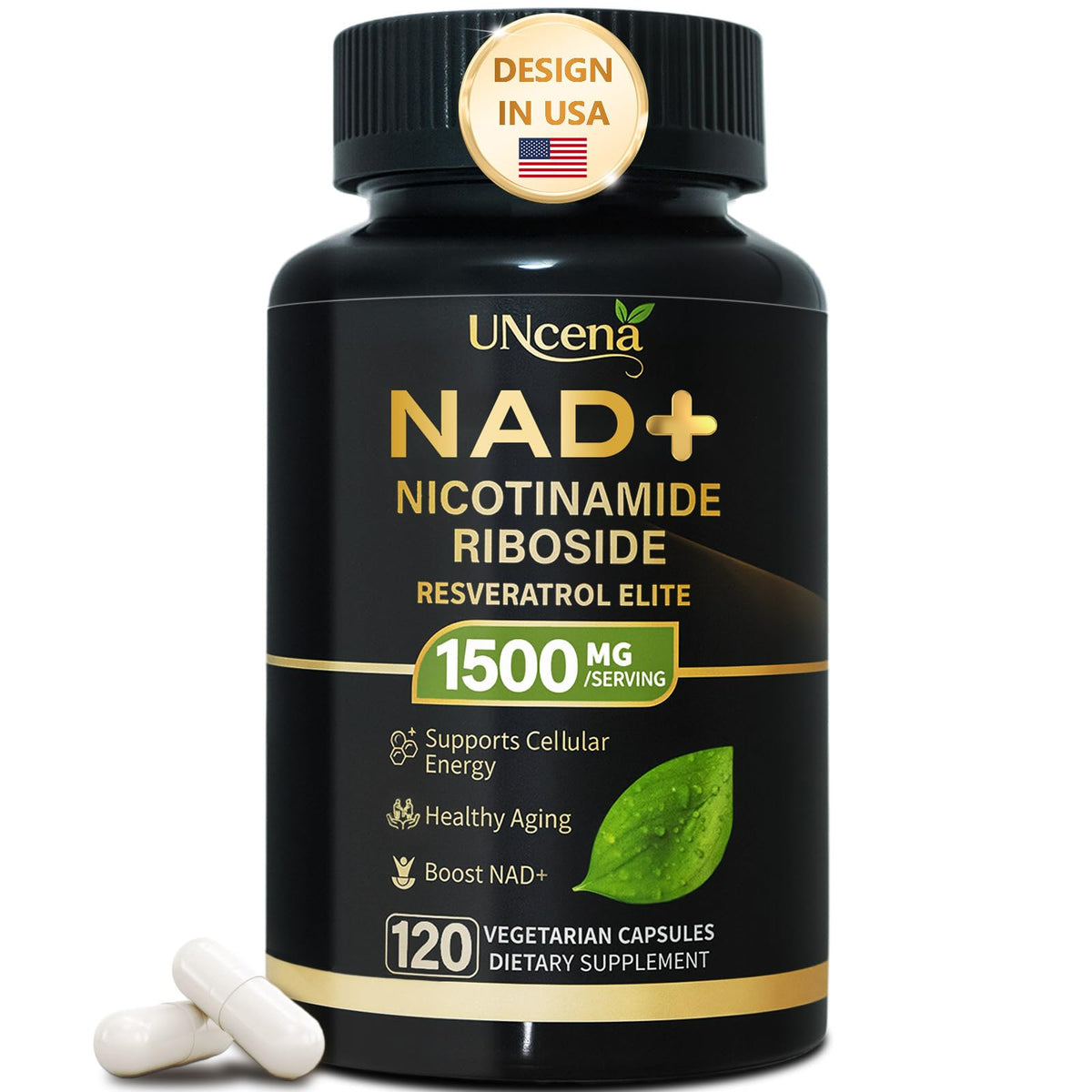 UNcena NAD supplement 1500mg liposomal NR and resveratrol – 120 capsules
