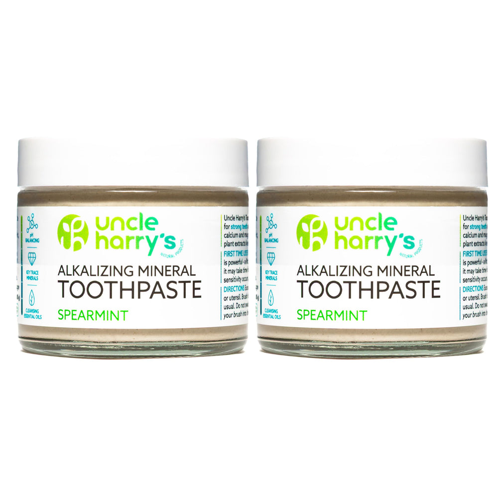 Uncle Harry's Spearmint Remineralizing Toothpaste 2-pack in glass jars