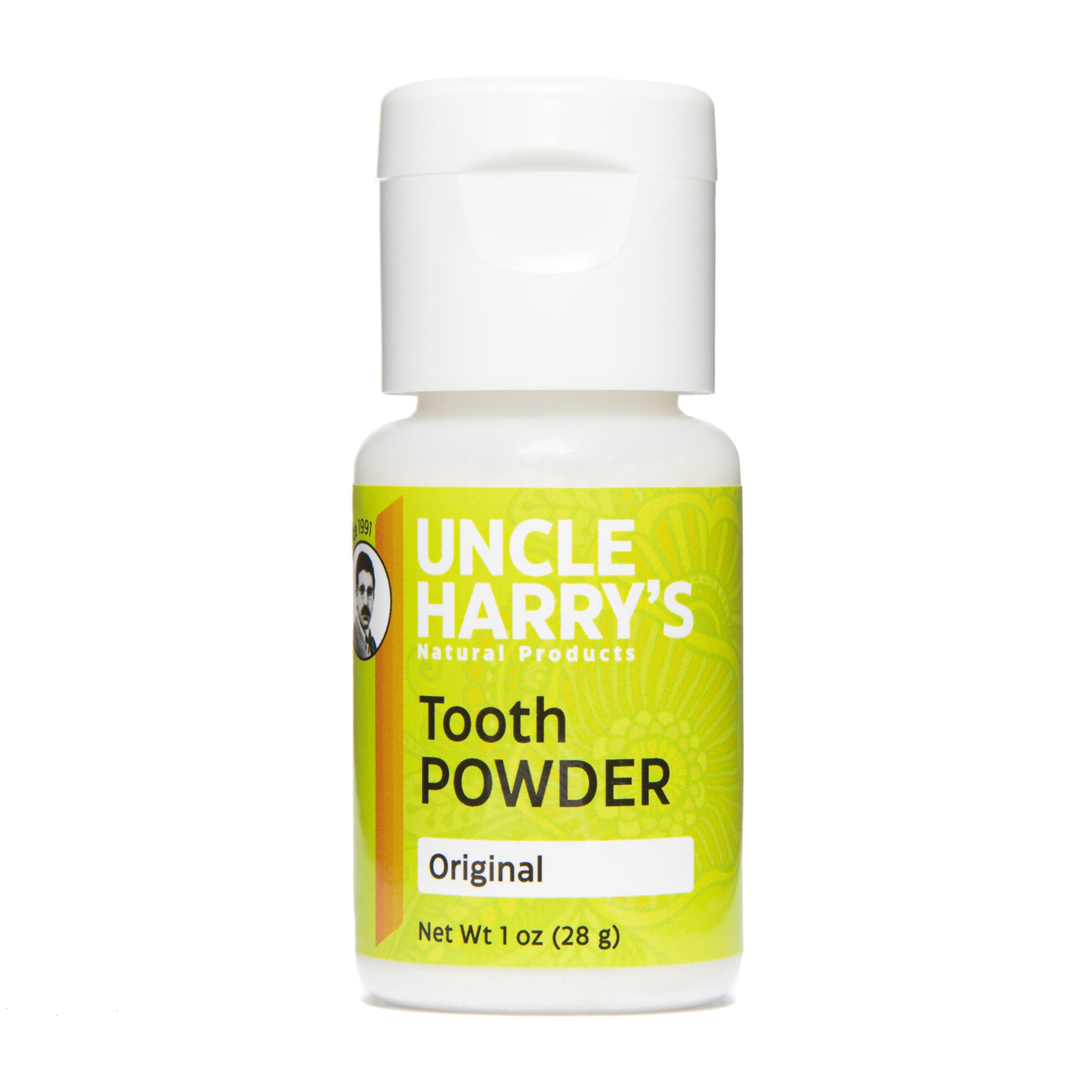 Uncle Harry's Natural Tooth Powder 1 oz jar with peppermint essential oils