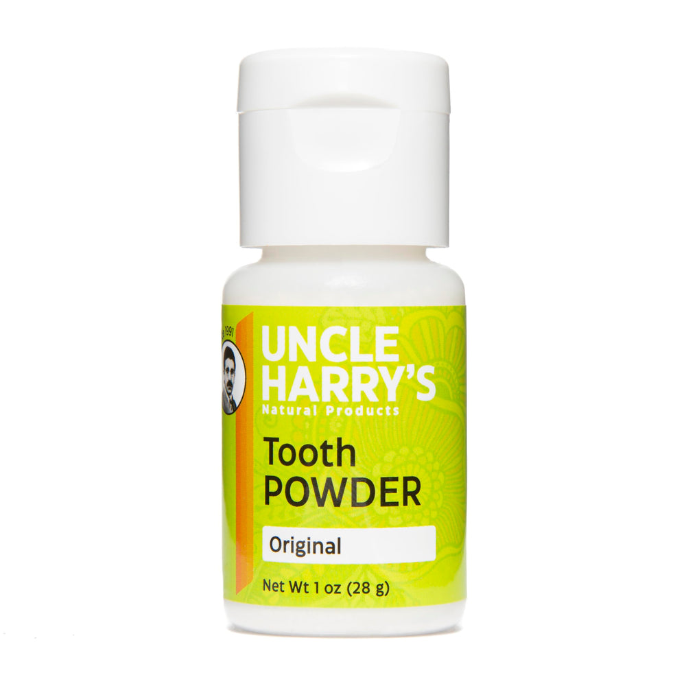 Uncle Harry's Natural Tooth Powder 1 oz jar with peppermint essential oils