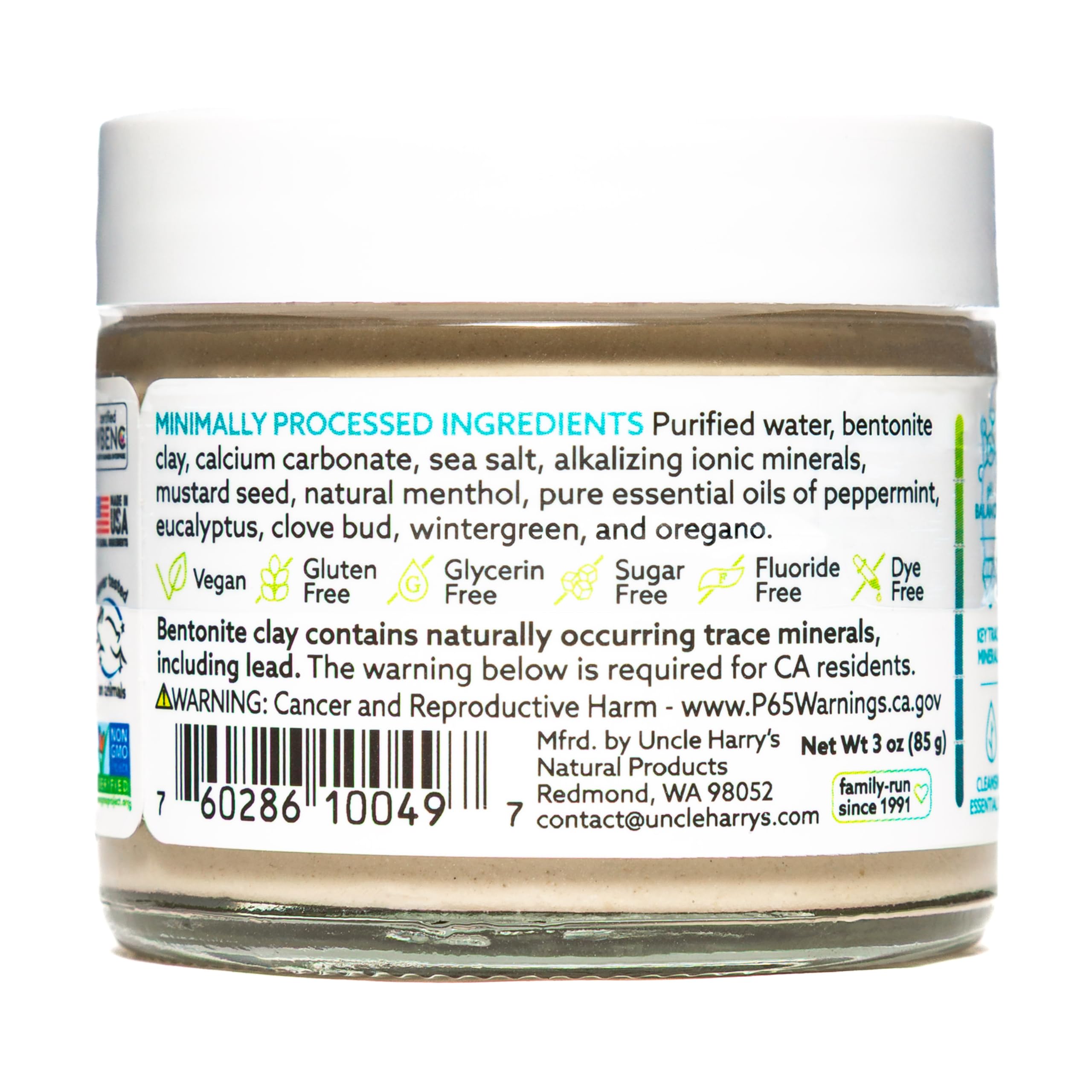 Close-up of toothpaste texture showing mineral clay and natural color