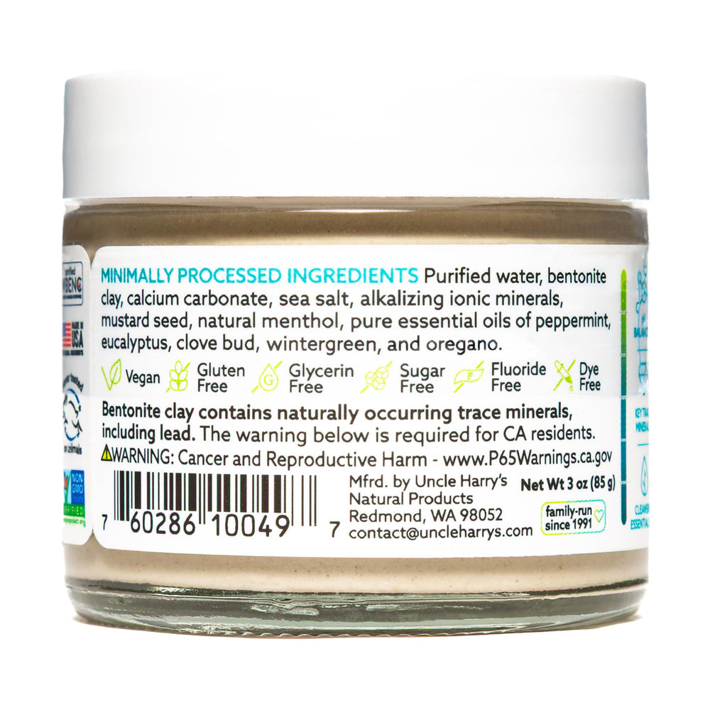 Close-up of toothpaste texture showing mineral clay and natural color