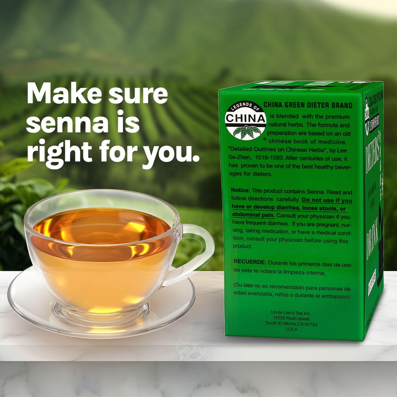 Brewing Uncle Lee's Senna Tea in hot water