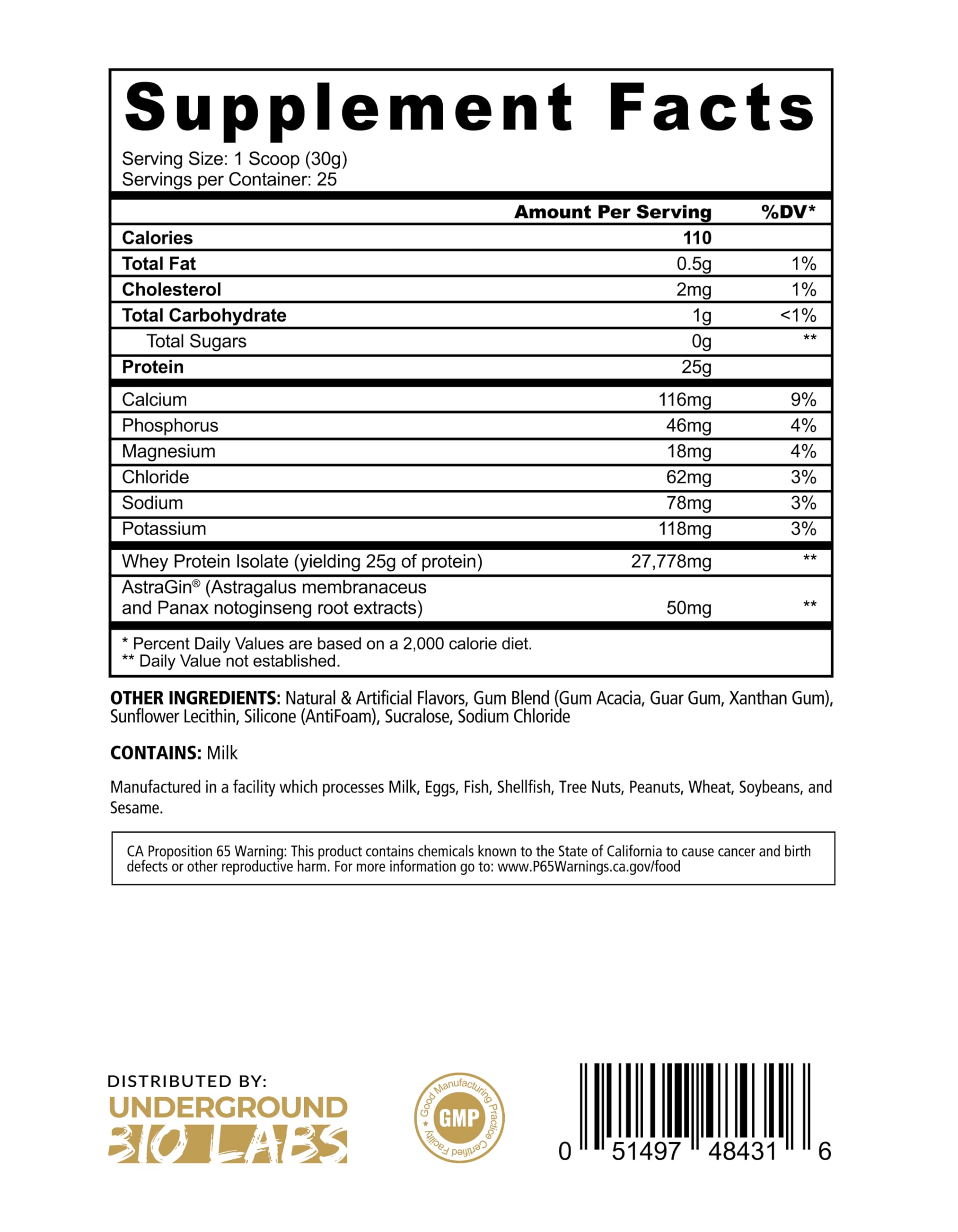 Panda Fuel ISO Toasted Honey Grahams nutrition panel