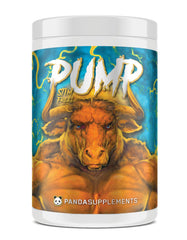 Panda Pump Peach Gummy Rings bottle and scoop - front view