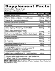 Ingredients: Lions Mane, L-Tyrosine, Alpha GPC and AstraGin