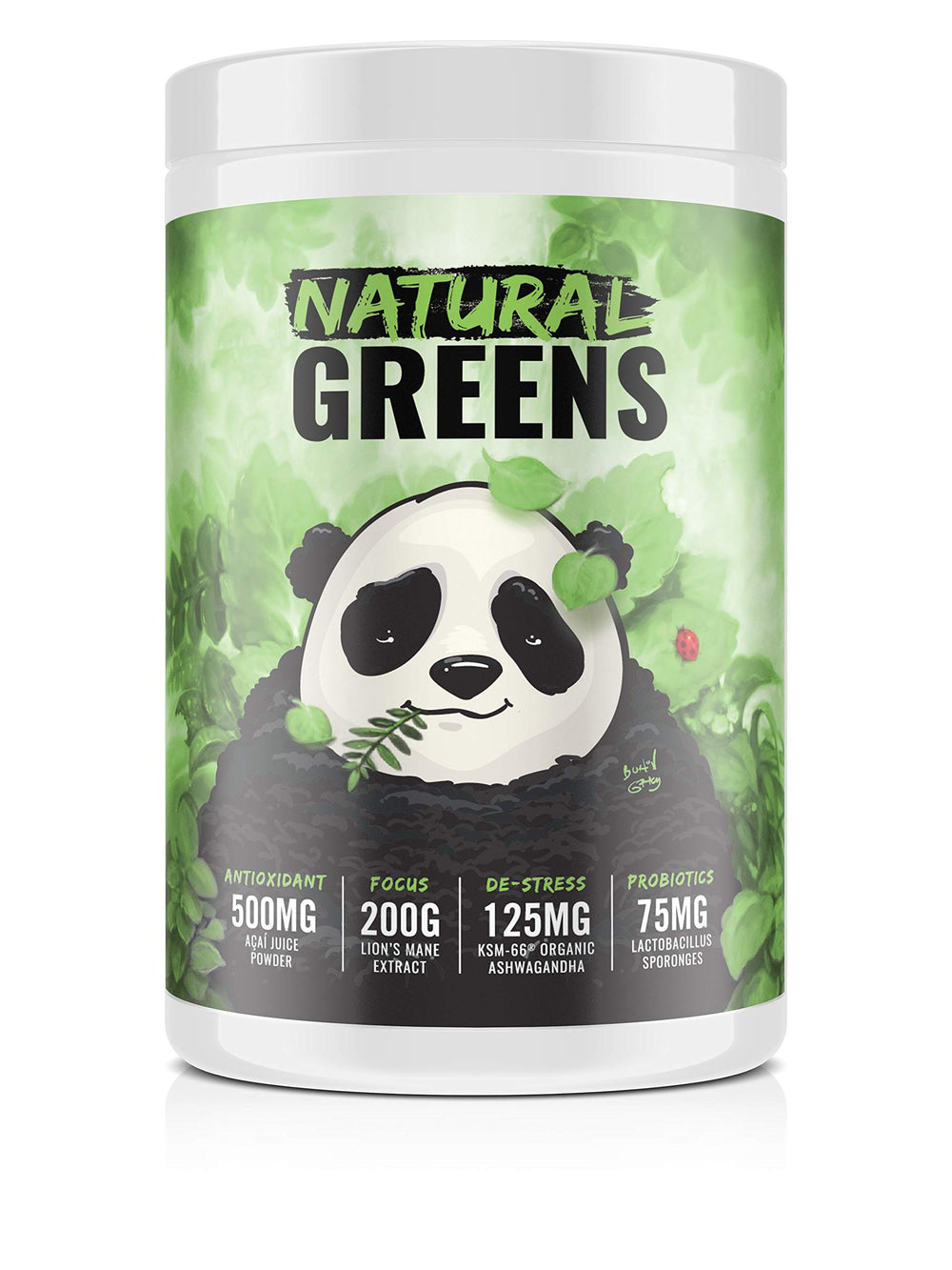 Front view of Underground Bio Labs Panda Supps greens pineapple 13.76oz