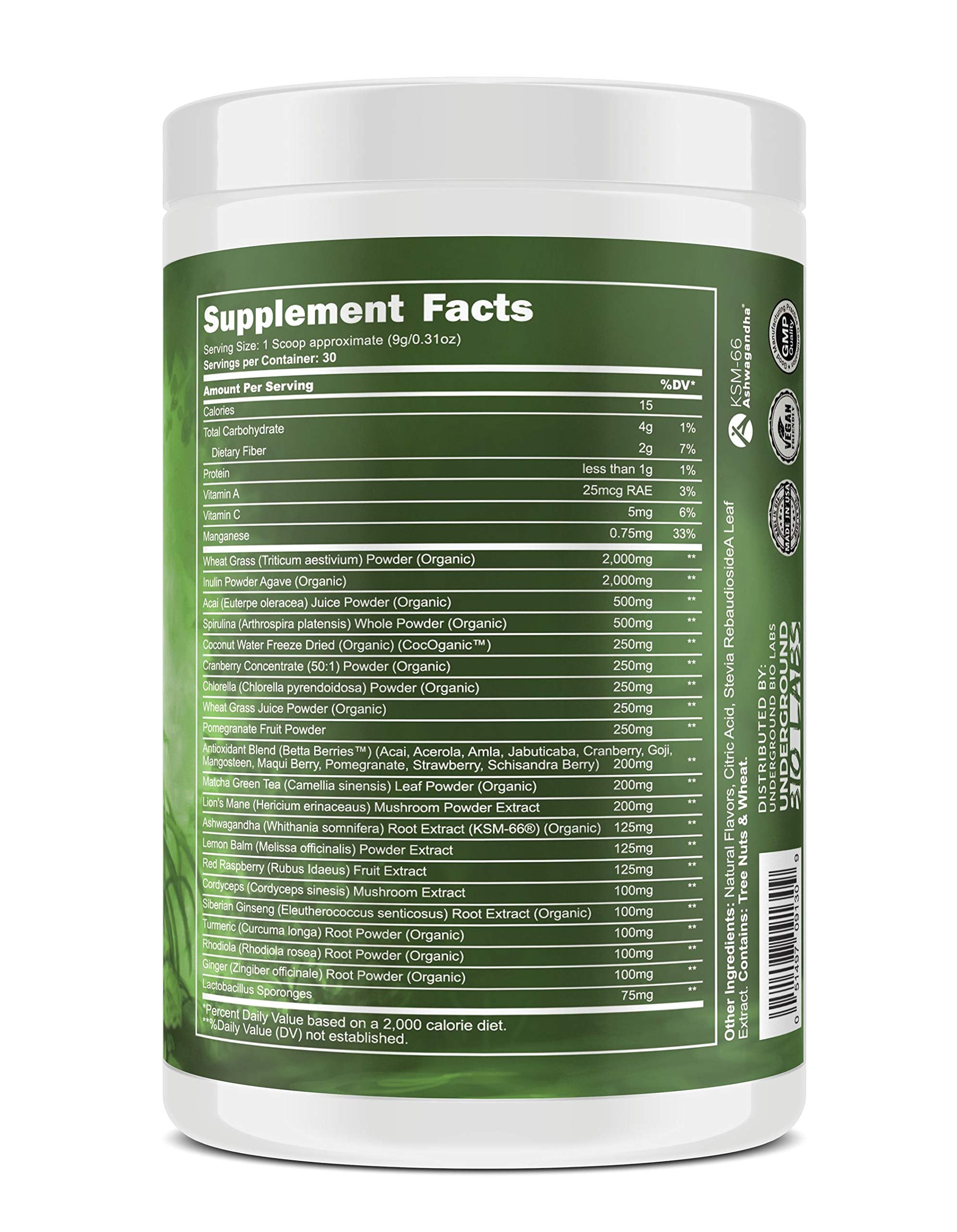 Panda Supps greens, reds, and pineapple flavor image for 13.76oz packaging