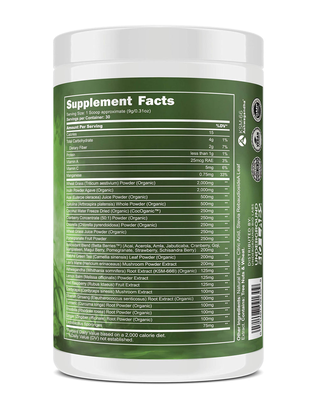 Panda Supps greens, reds, and pineapple flavor image for 13.76oz packaging