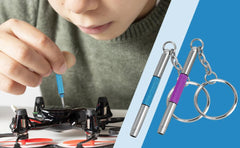 Hex bolt driver and textured grip on eyeglass repair tool
