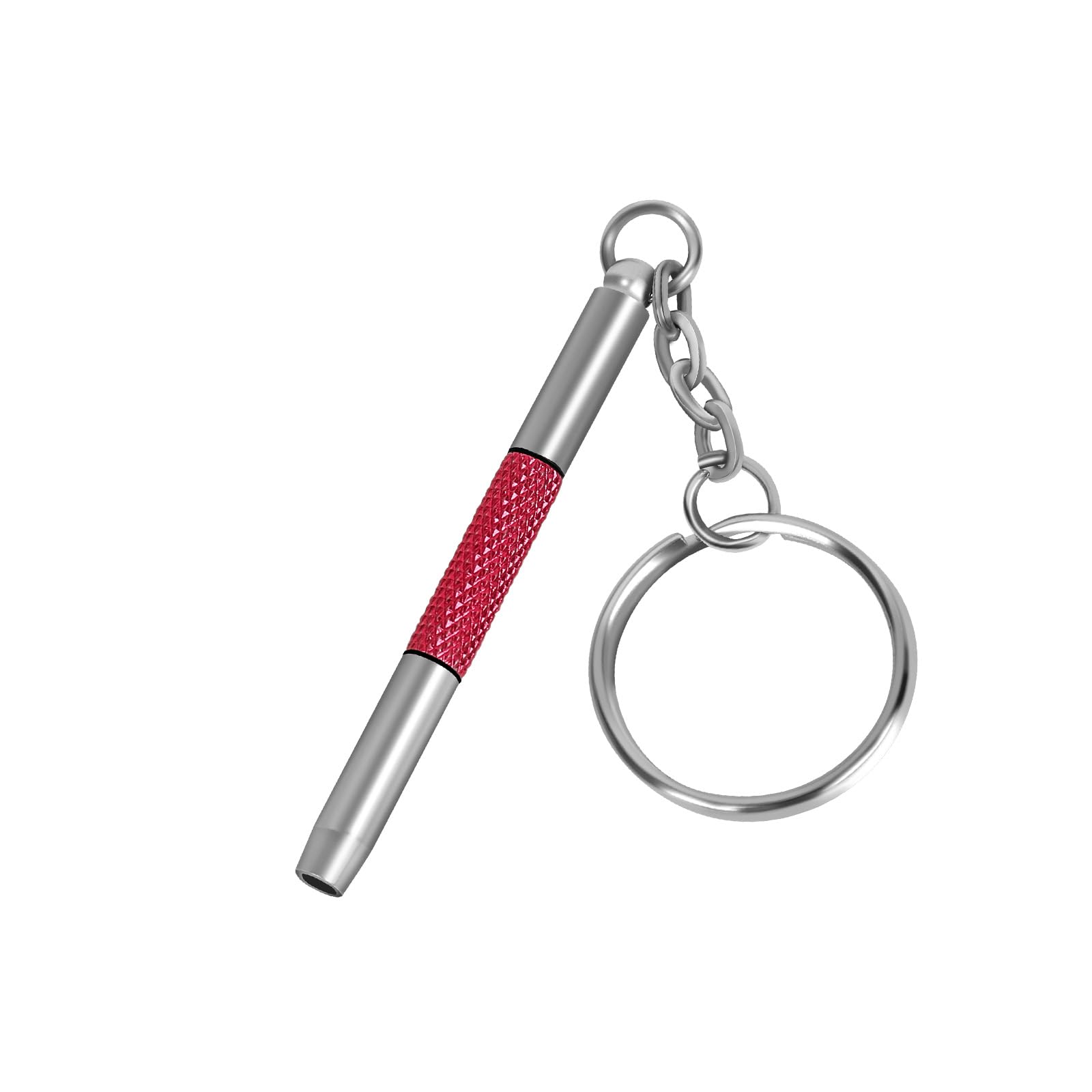 Red 3-in-1 eyeglass screwdriver on keychain