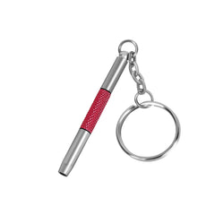 Red 3-in-1 eyeglass screwdriver on keychain