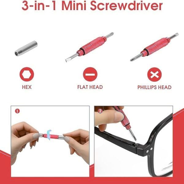 Flathead and hex driver tips for eyewear repair