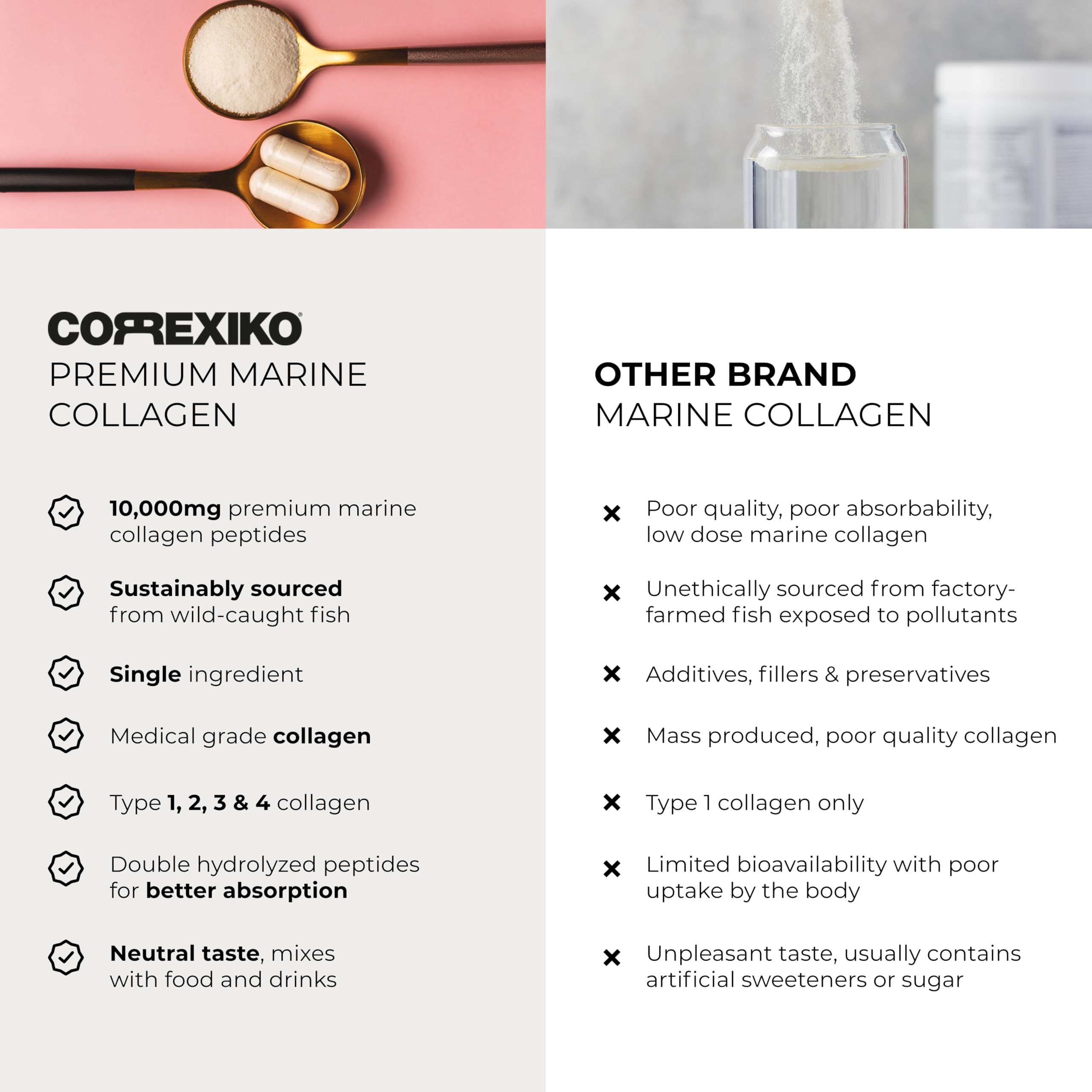 Unflavored collagen powder blends into foods and drinks