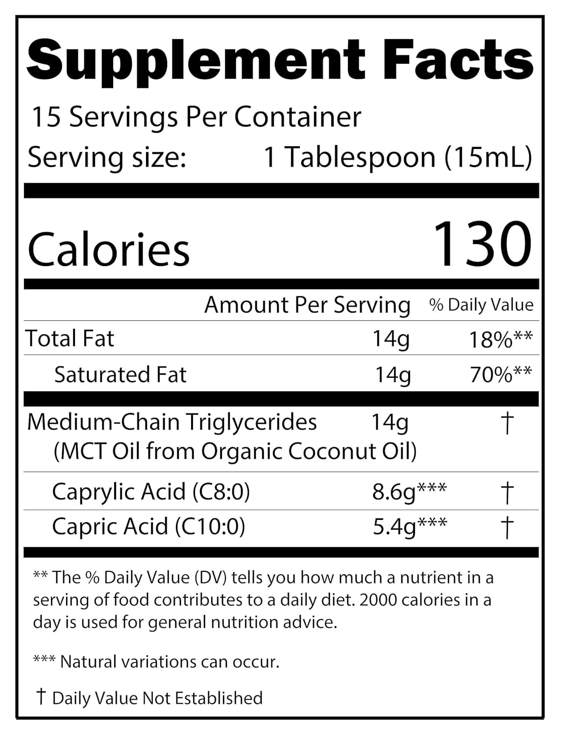 Odorless and tasteless unflavored MCT oil