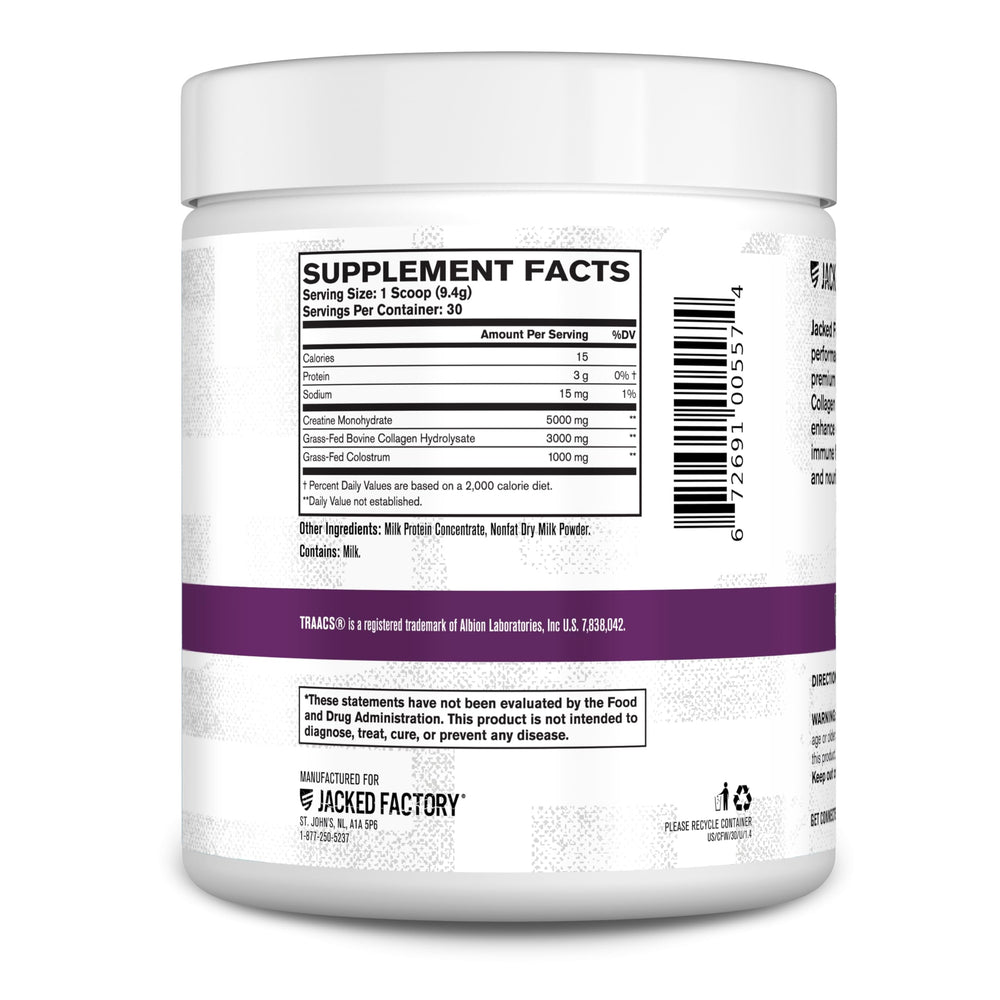 Unflavored creatine powder with 30 servings