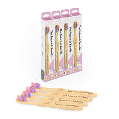 Unicorn bamboo toothbrush for kids - front view, 4-pack