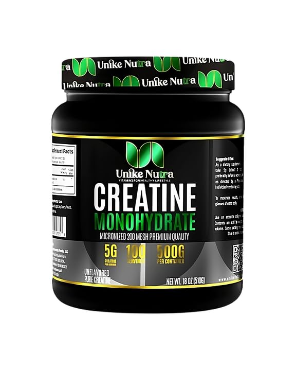 Unike Nutra Pure Creatine Monohydrate label close-up