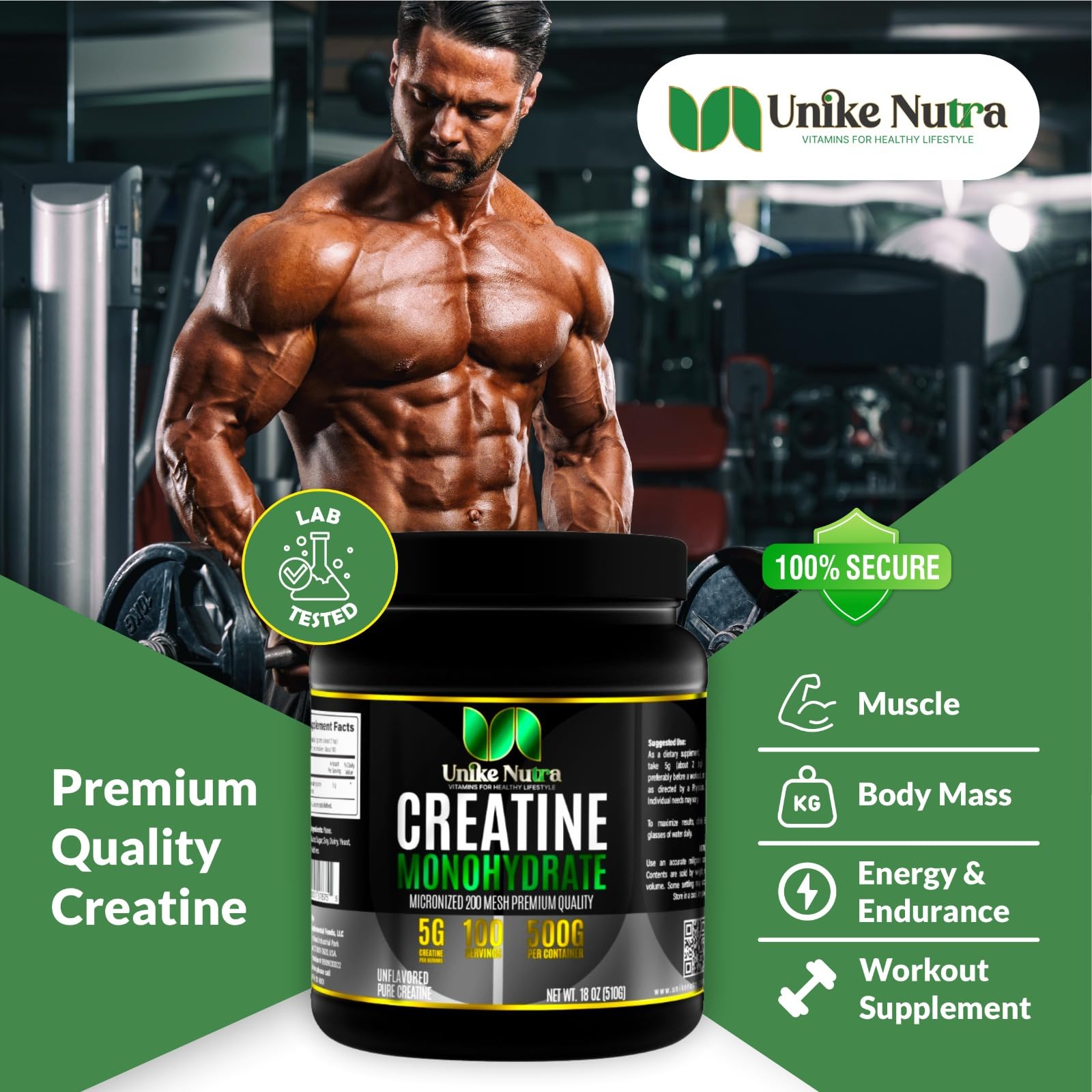 Creatine Monohydrate powder scoop included