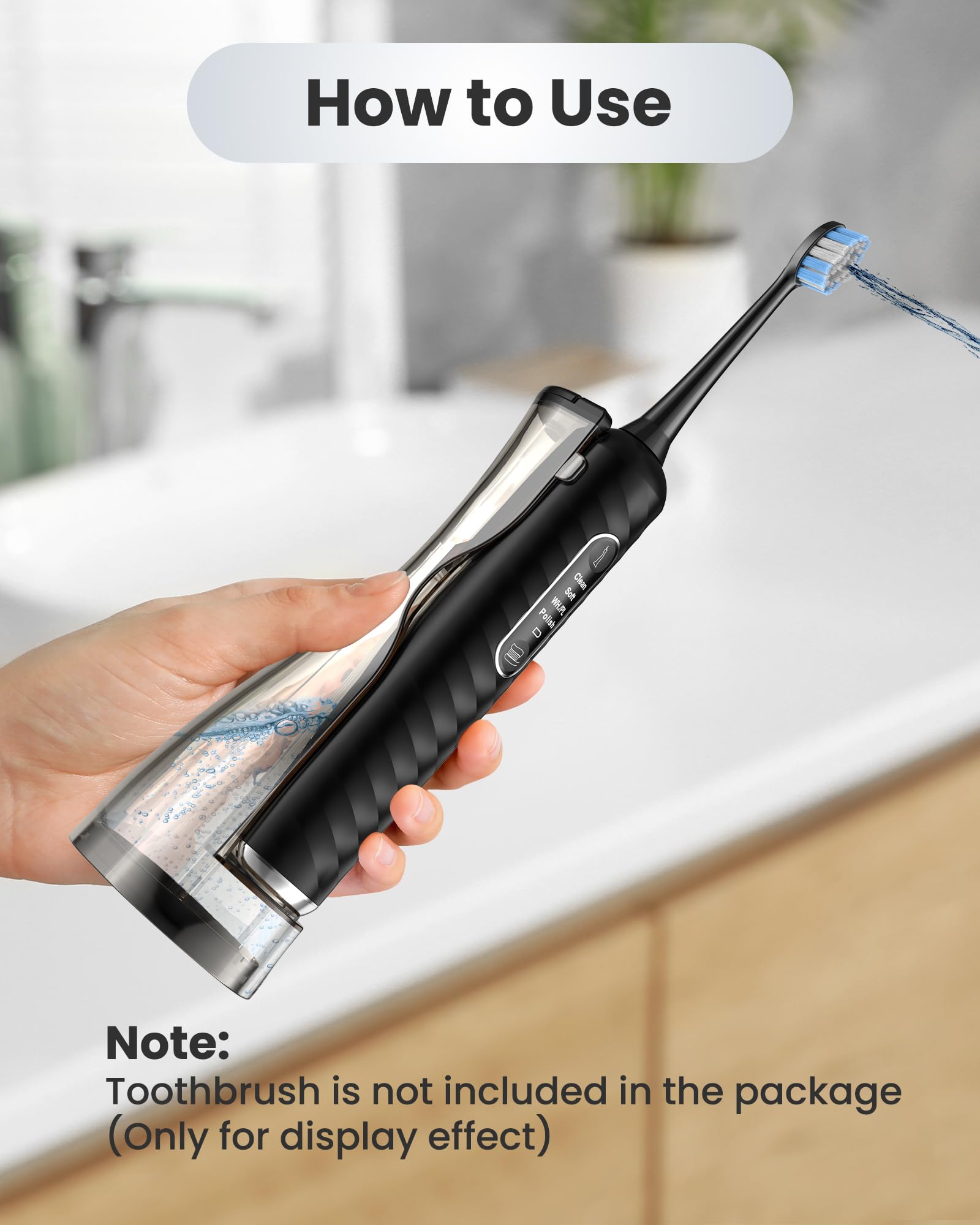 UNINGOPI external water tank for 3-in-1 toothbrush YS1 - black (side view)