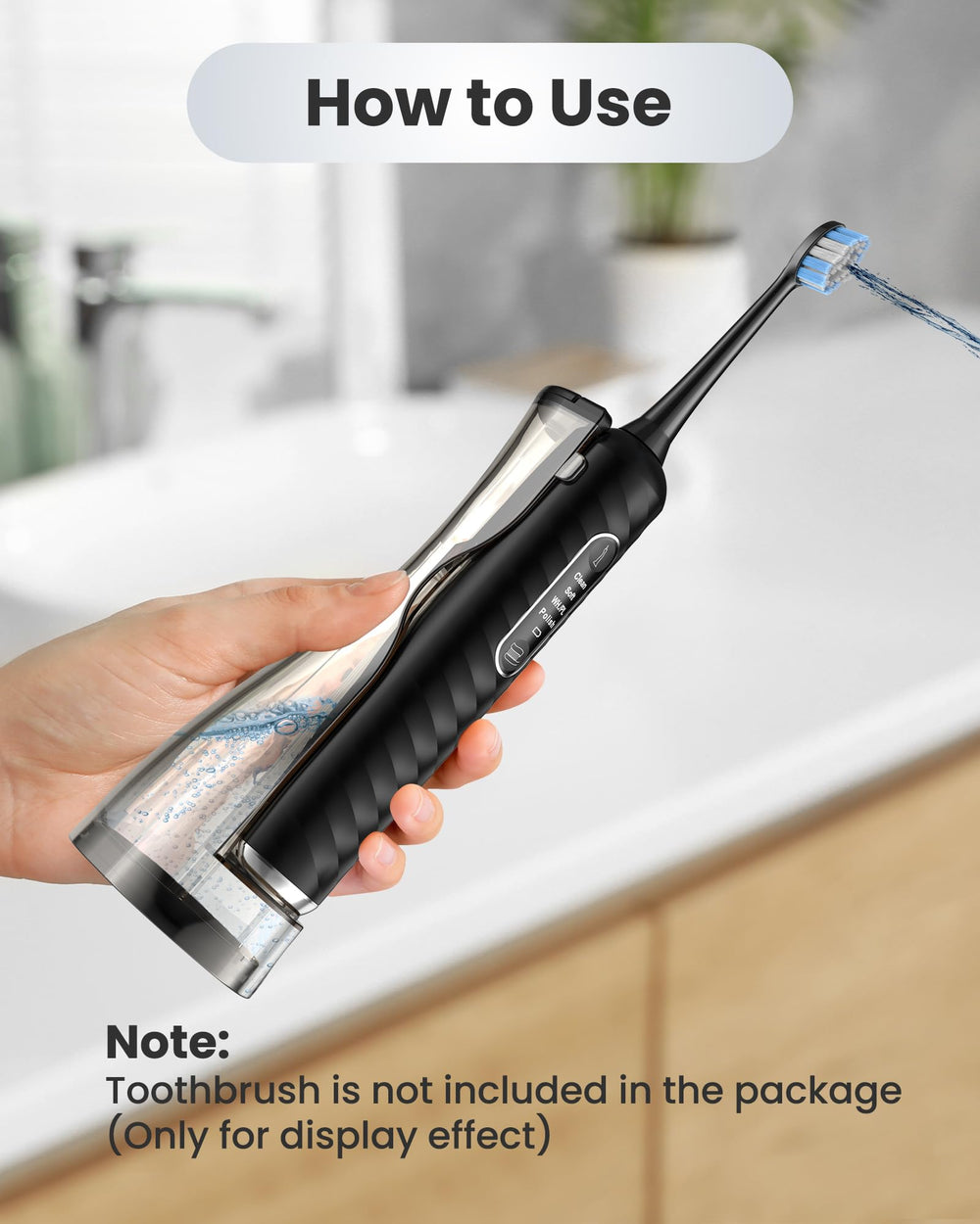 UNINGOPI external water tank for 3-in-1 toothbrush YS1 - black (side view)