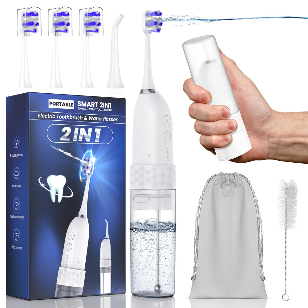 Main product image of UNINGOPI 2-in-1 portable water flosser and electric toothbrush (white)