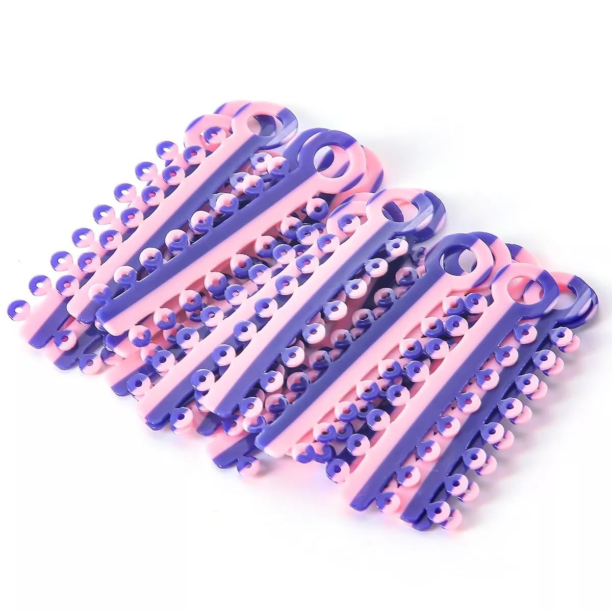 Two-color purple and pink orthodontic ligature ties (320pcs total)